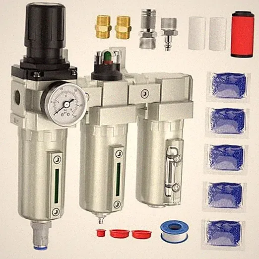 1/2" NPT Air Compressor Water Separator, Industrial Grade 3 Stage Air Drying