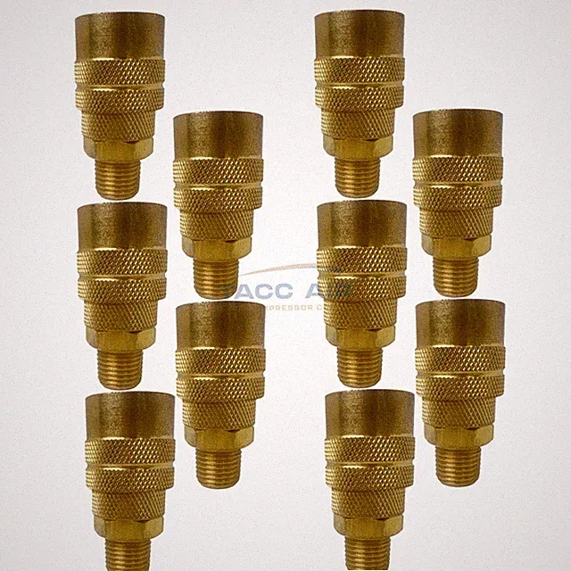 10PC Industrial M style Air Compressor Quick Connect Coupler 1/4" NPT Male Brass