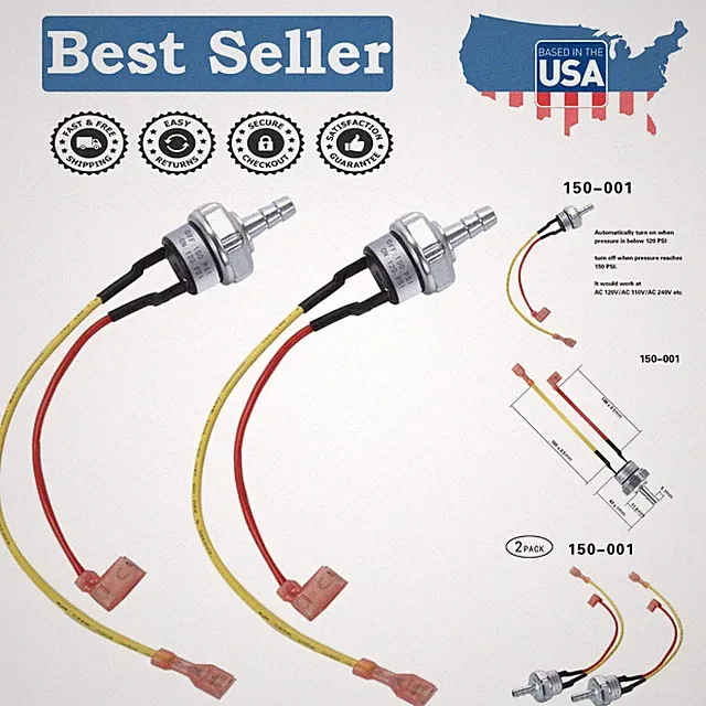 Automatic 150 PSI Pressure Switch for Air Compressors - Certified Safety