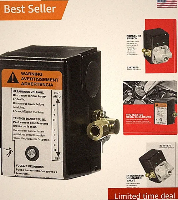 Ingersoll-Rand Pressure Switch for Two Stage Compressors - 135-175 psig Control