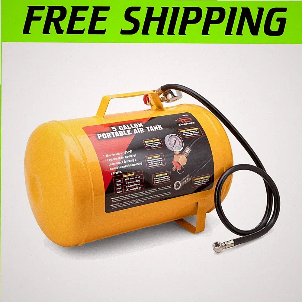 Portable Air Compressor Tank, 125 PSI, 40" Industrial Hose