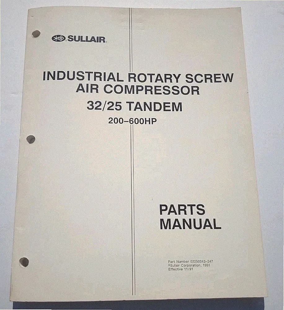 SULLAIR 32/25 Tandem Industrial Air Compressor Parts Manual Original